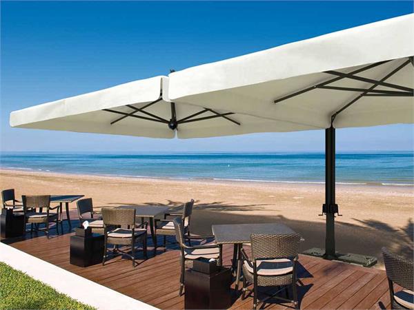 Alu double outdoor umbrella in aluminium