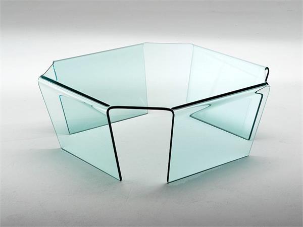 Tischchen aus gebogenem Glas Quadra