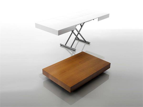 Convertible table in wood with metal base BROOKLIN 