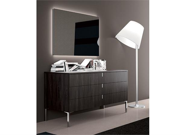 Bedside table with chromed feet and three drawers Tratto