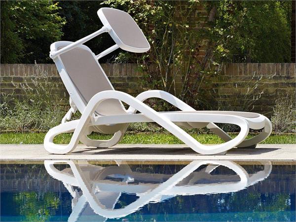 Sunbed WHITE with armrests Alfa