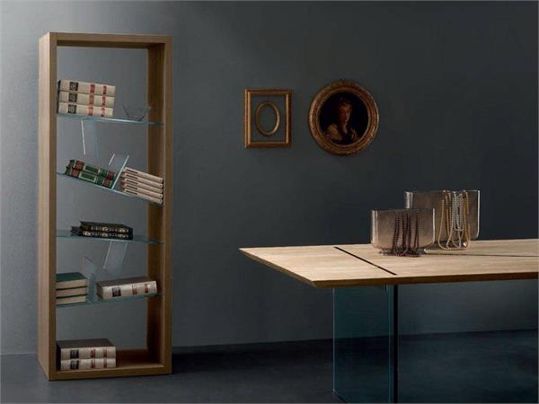 Bücherschrank aus Glas und Holz Shelf
