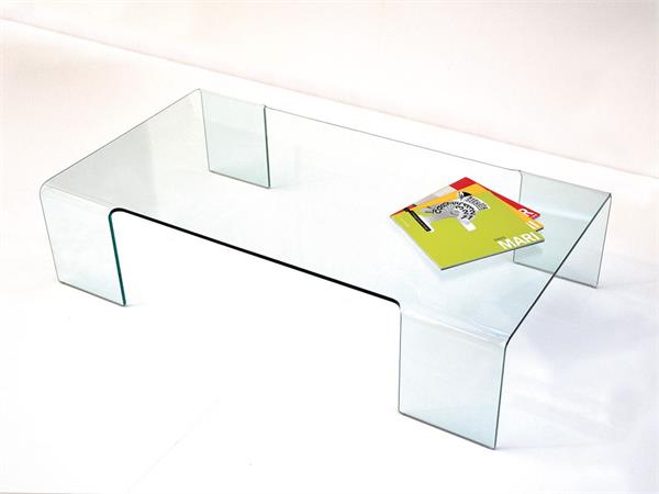 Linear Couchtisch aus gebogenem Glas