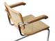 Cesca sedia con braccioli in metallo cromato con telaio in legno in Giorno