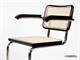 Cesca Stuhl mit Armlehnen aus verchromtem Metall mit Struktur aus Holz in Tag