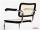 Cesca Stuhl mit Armlehnen aus verchromtem Metall mit Struktur aus Holz in Tag