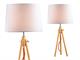 York table lamp with natural wood base in Lighting