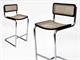 Cesca chromium-plated stool with Vienna straw and wood frame  in Stools