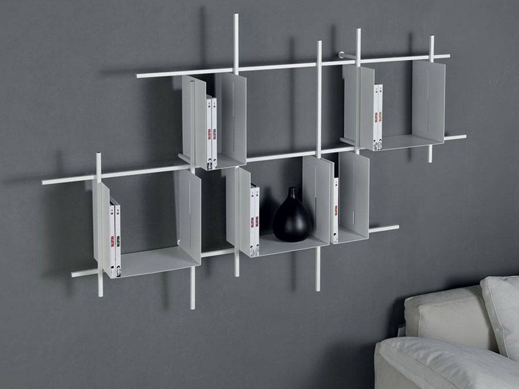 Hanging wall bookcase Libra 3 metallo