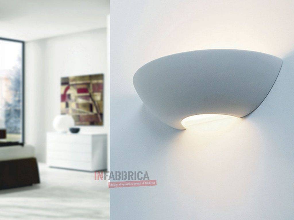 APPLIQUE LAMPADA PARETE CERAMICA BIANCA DESIGN MODERNO COLORABILE VERNICIABILE 