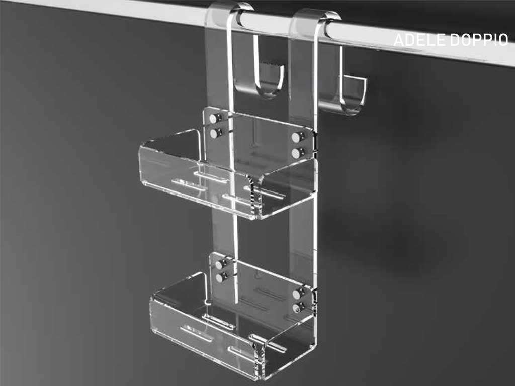 Porta oggetti da appendere per interno doccia in acrilico trasparente