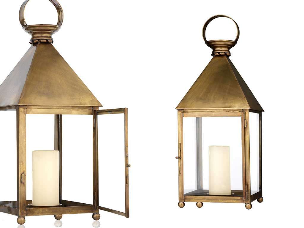 Lampadaire lanterne avec bougies bronze intérieur ou extérieur