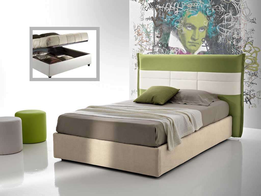 Letto una piazza e mezza con testata design Nuvola