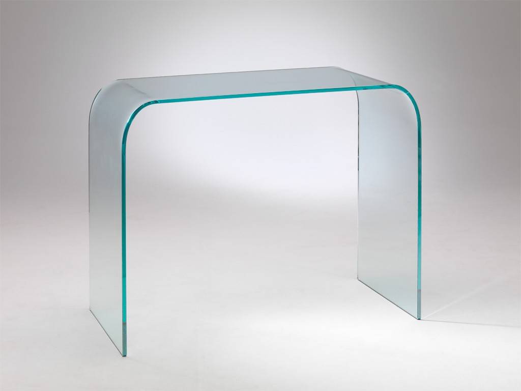 Consolle 125x40 cm in vetro trasparente curvato - City