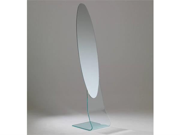 Miroir sur pied en verre courbé Luna