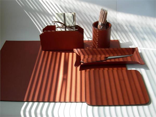 Set Schreibtisch aus echtem italienischem Leder