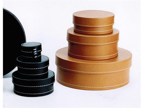 Round and Oval Boxes in real Italian leather