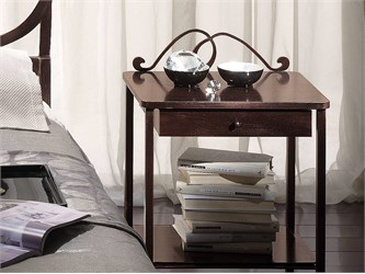 Wought iron and wood bedside table Bradley
