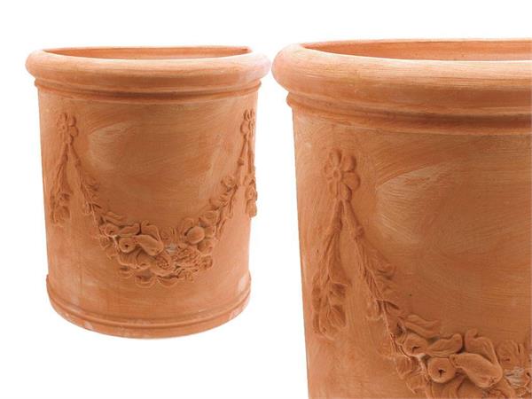 High festooned semicircular Tuscan 001 terracotta pot