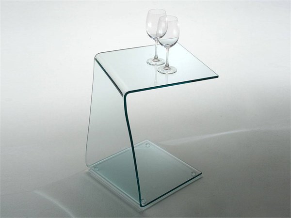 Table basse de service en verre courbé Wry