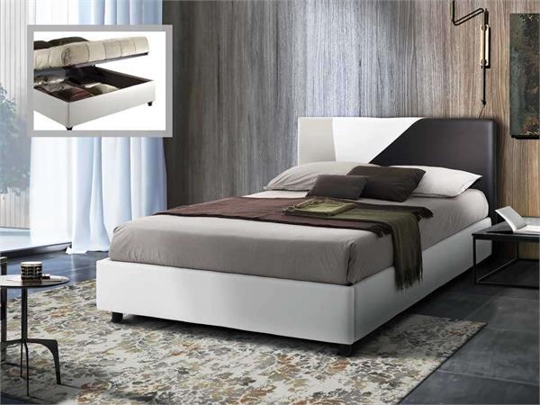 Upholstered double bed with headboard Alya