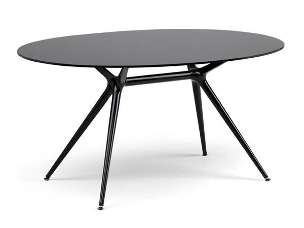 Ovale Tisch aus Glas und Stahl Metropolis 150 