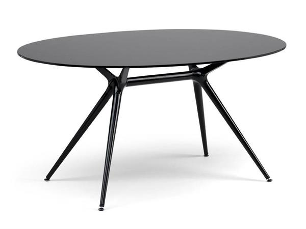 Crystal and steel oval table Metropolis 150 