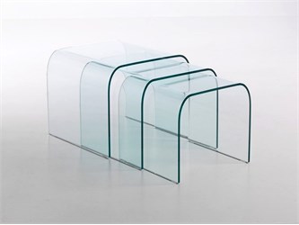 Tavolino da salotto in vetro curvato Tunnel tre