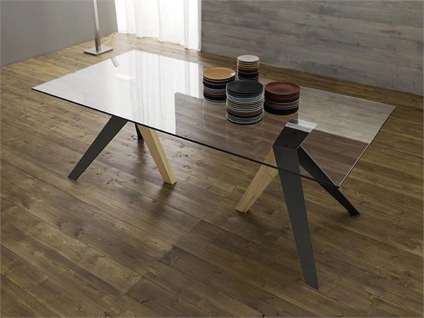 Fly Vetro oak and glass table