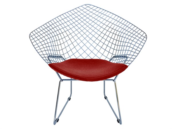 Bertoia Diamond chromed metal armchair