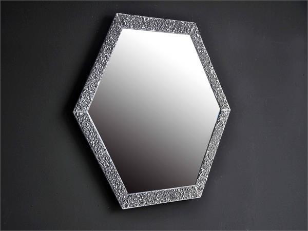 Specchio esagonale con cornice in vetro granigliato Esagono