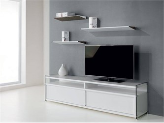 glass and wooden tv stand Media