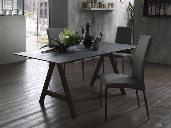 Tisch aus Glaskeramik und Metall Iron