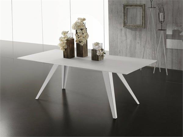 Tisch aus Glas mit Struktur aus Metall Pike