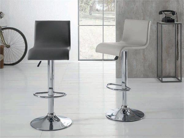 Stool in faux leather and metal Team