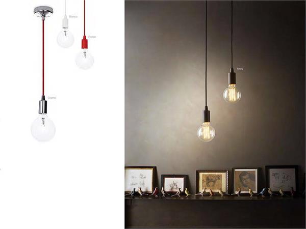 Suspended lamp in metal Edison