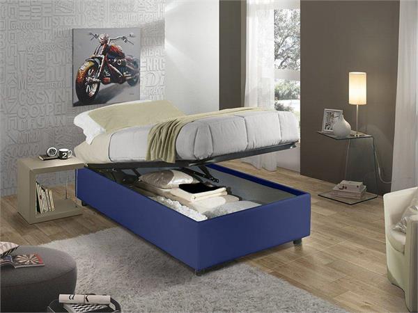 Sommier upholstered single bed with container