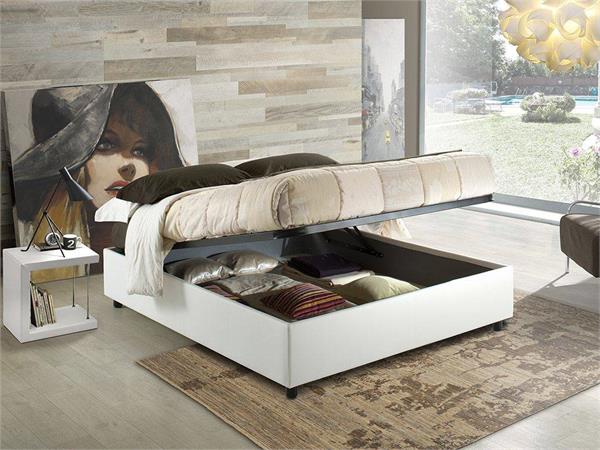 Sommier upholstered double bed with container