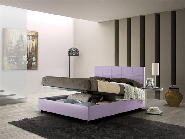 Letto matrimoniale imbottito con contenitore Alison