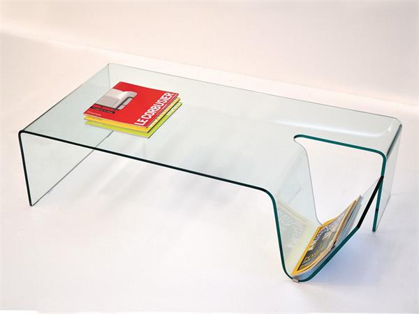 Tavolino da salotto in vetro curvato Library