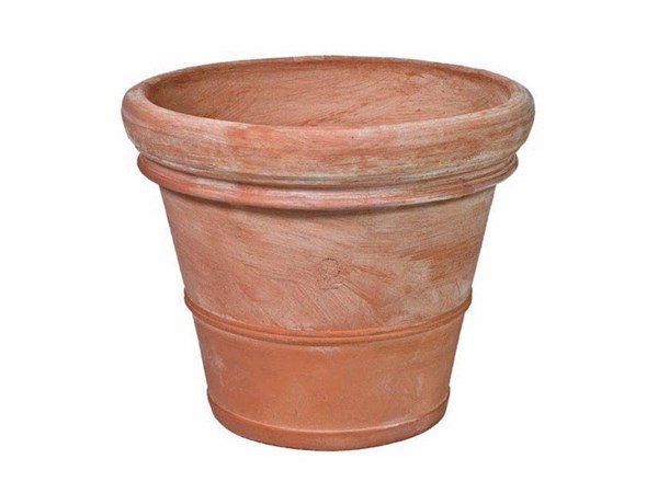 Smooth terracotta pot with double border