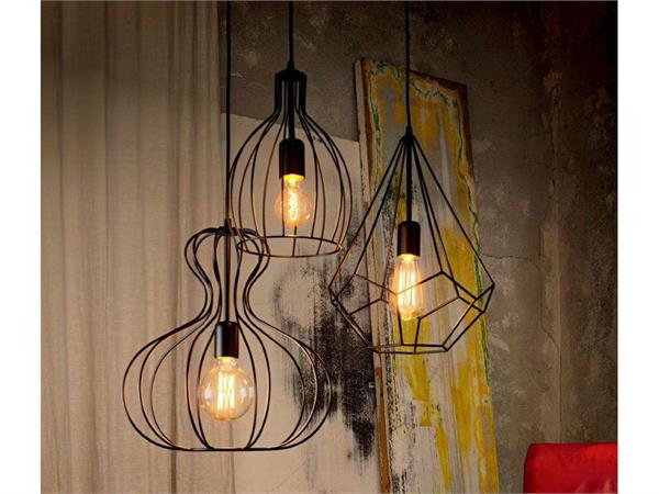 Hanging lamp with metal structure Ampolla