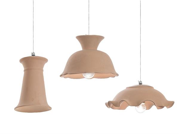 Hanging lamp with structure in terracotta Etrusca