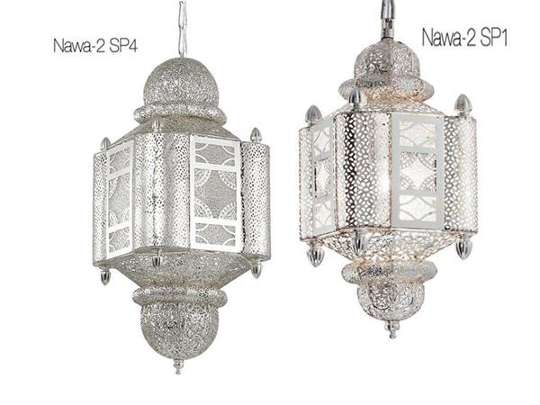 Ornamental hanging lamp with metal and silver structure Nawa