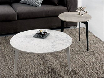 Table Basse Ronde avec Plateau en Marbre Nordic