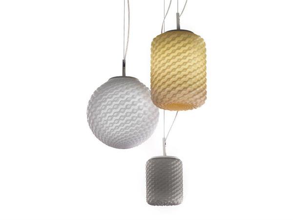 Hanging lamp in blown glass DOMINO