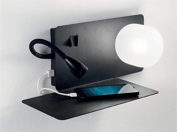 Shelf with lamp and Usb Book