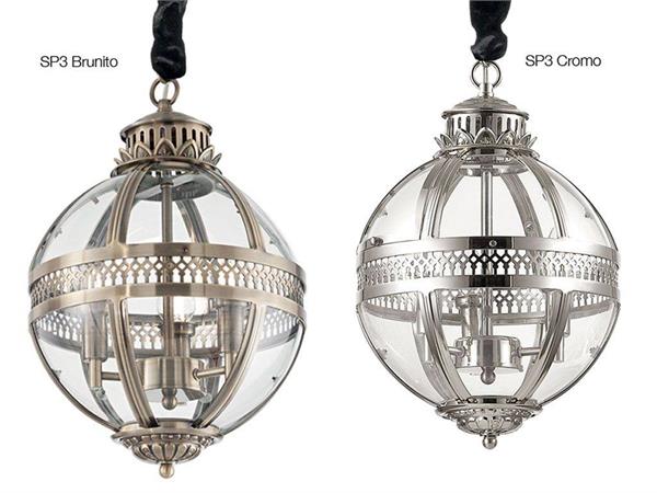 Metal and glass hanging lamp WORLD SP3