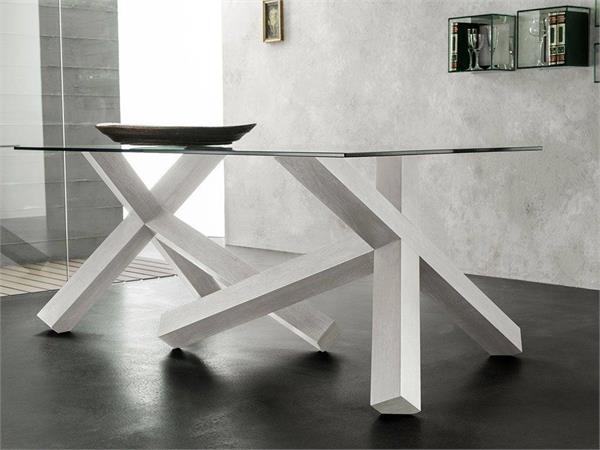 Tavolo in legno e vetro Cross 