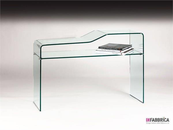 Console in curved glass Inchino ripiano